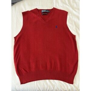 Polo Ralph Lauren Sweater Men's Vest Knit Prep Pony 100% Pima Cotton Medium A14